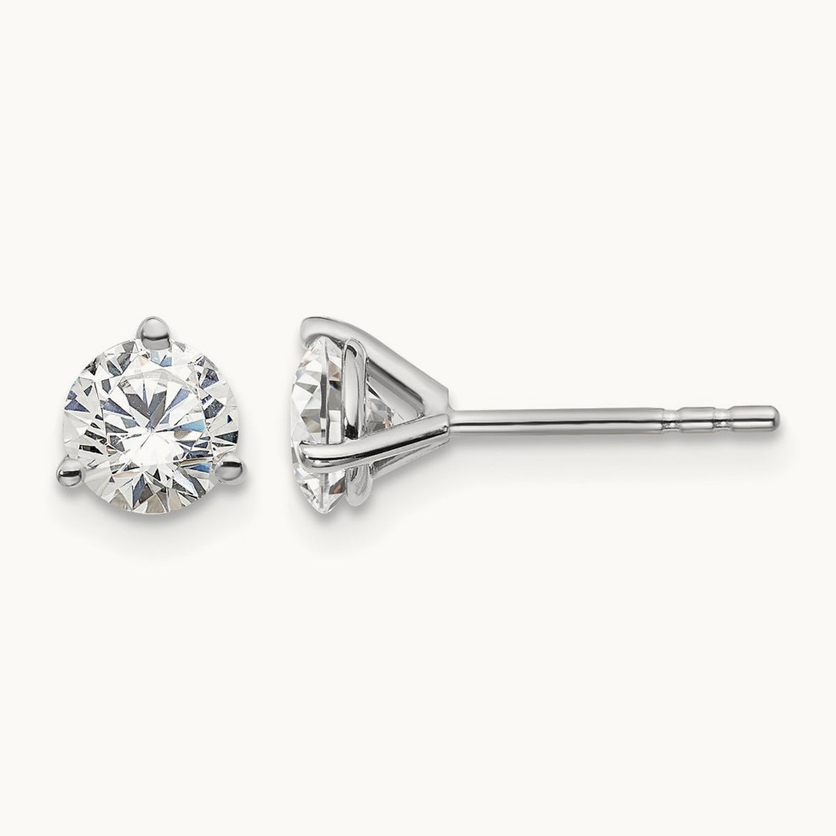 Round Stud Earrings, 0.10-6.00 ct tw Lab-Grown Diamond — 1 ct, 18K White Gold