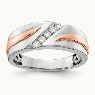 Diamond Band, 14K White with Rose Gold