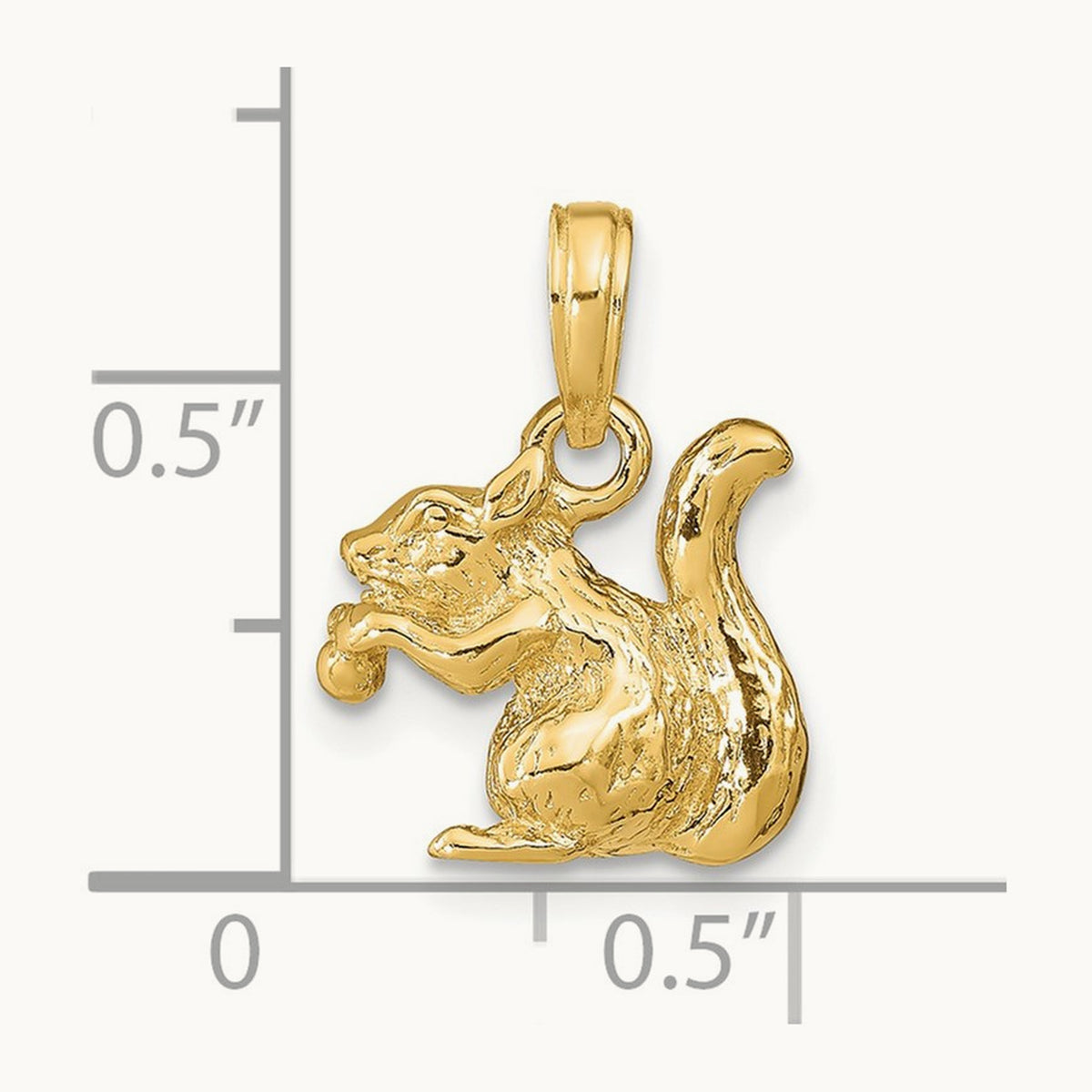 Solid 3-D Squirrel with Nut Charm, 14K