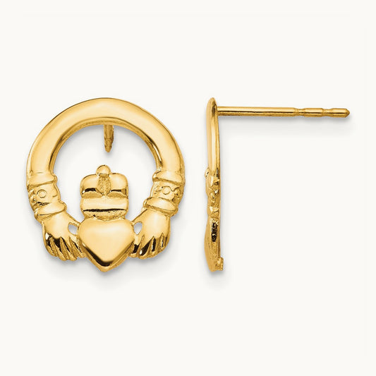 Madi K Claddagh Post Earrings, 14K