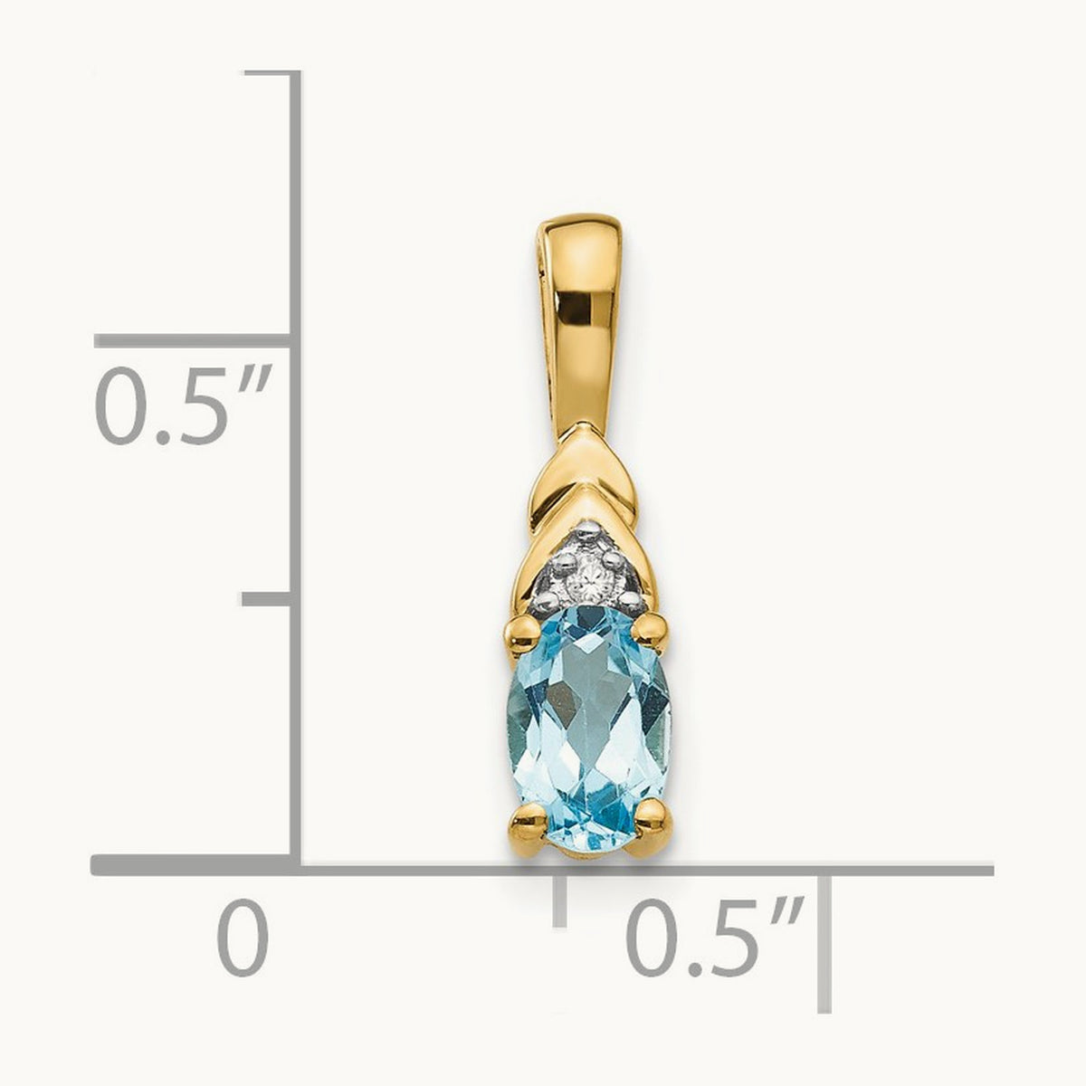 Blue Topaz and Diamond Pendant — 14K Yellow Gold