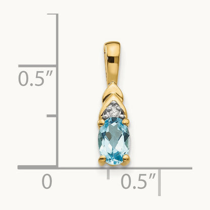 Blue Topaz and Diamond Pendant — 14K Yellow Gold