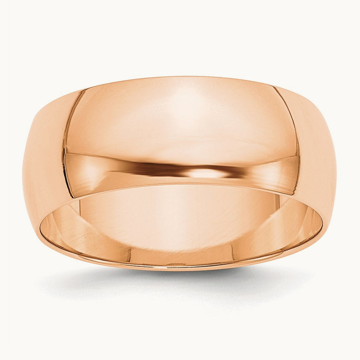 Lightweight Half Round Band, 8mm, 10K Rose Gold