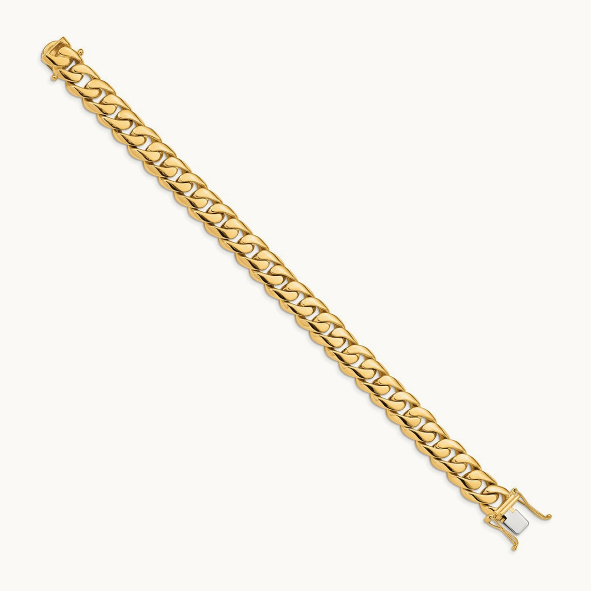 Hand-polished Rounded Curb Link Bracelet — 14K Yellow Gold, 10.8mm