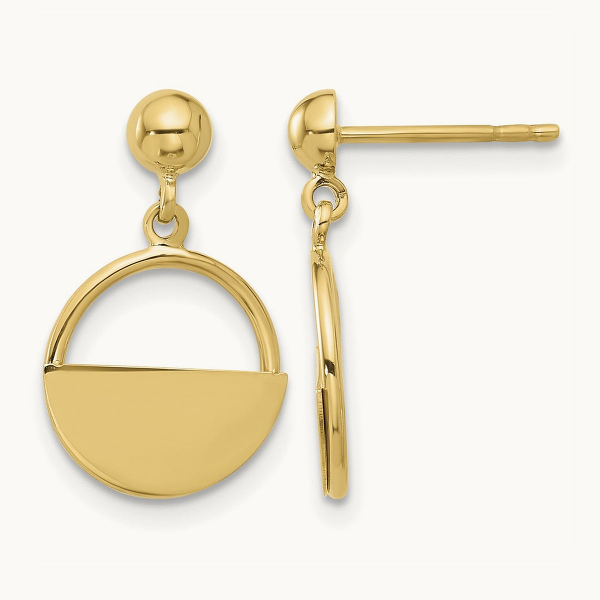 Polished Contemporary Dangle Post Earrings, 14K