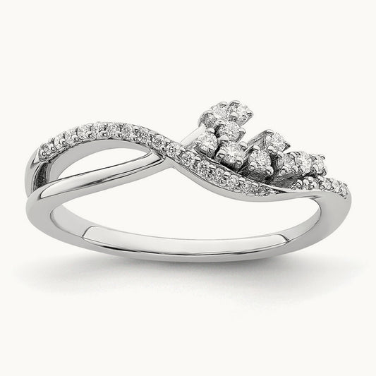 Polished Fancy Florina Wave Diamond Ring, 14K White Gold
