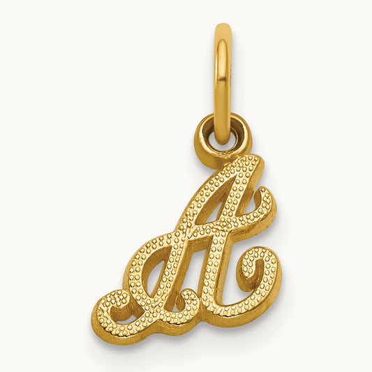 Script Initial Charm, 14K Yellow Gold