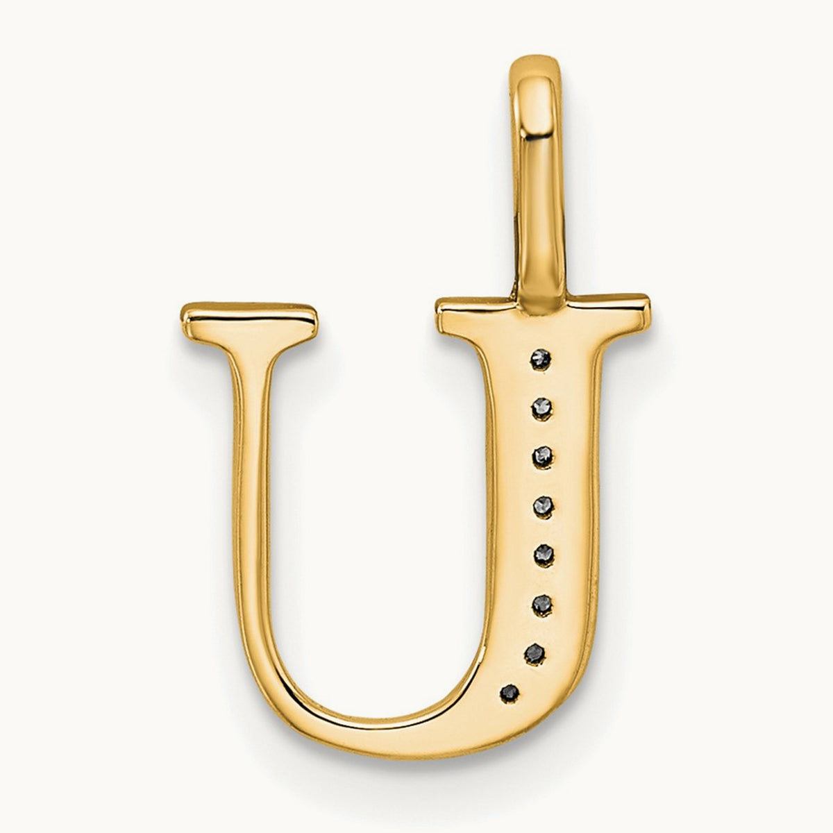Diamond Letter U Initial Pendant, 14K