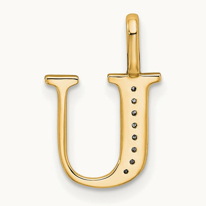 Diamond Letter U Initial Pendant, 14K