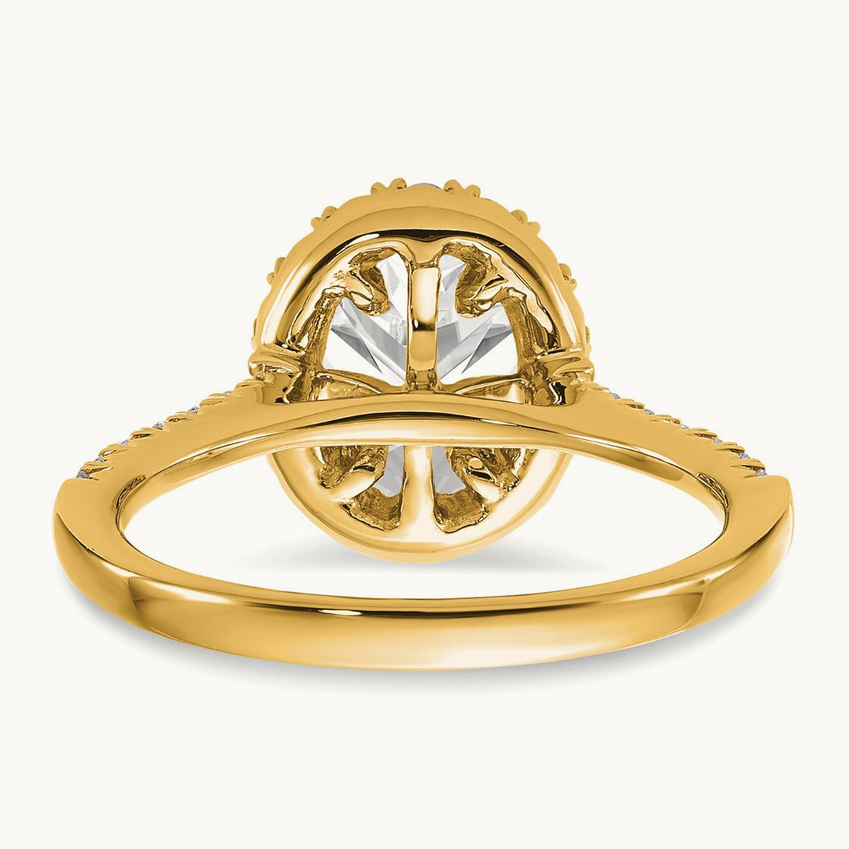 Oval Semi-Mount Halo Engagement Ring, 0.25-0.50 ct tw Lab-Grown Diamond — 1/2 ct (holds 1 1/2 ct center) · VS/SI (Great), 14K Yellow Gold, 7