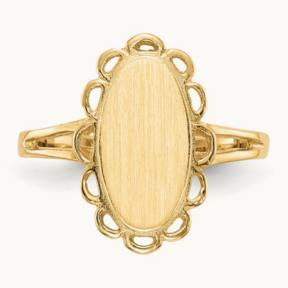 7.0x13. Open Back Signet Ring, 0mm, 14K