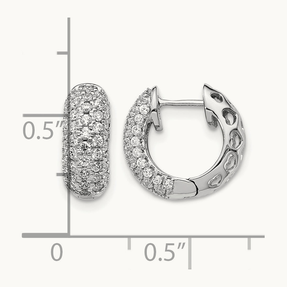 Diamond Hinged Hoop Earrings, 14K White Gold