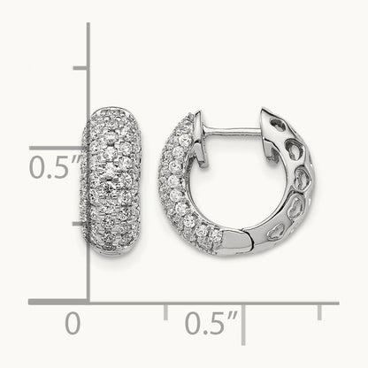 Diamond Hinged Hoop Earrings, 14K White Gold