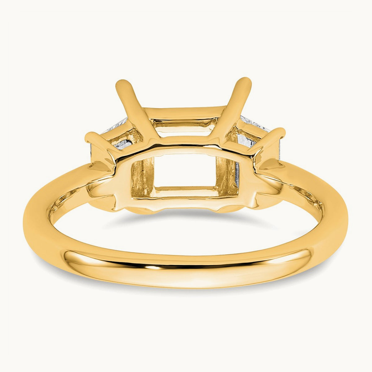 Trapezoid Princess Semi-Mount Engagement Ring — 14K Yellow Gold, 3/4 ct, 7