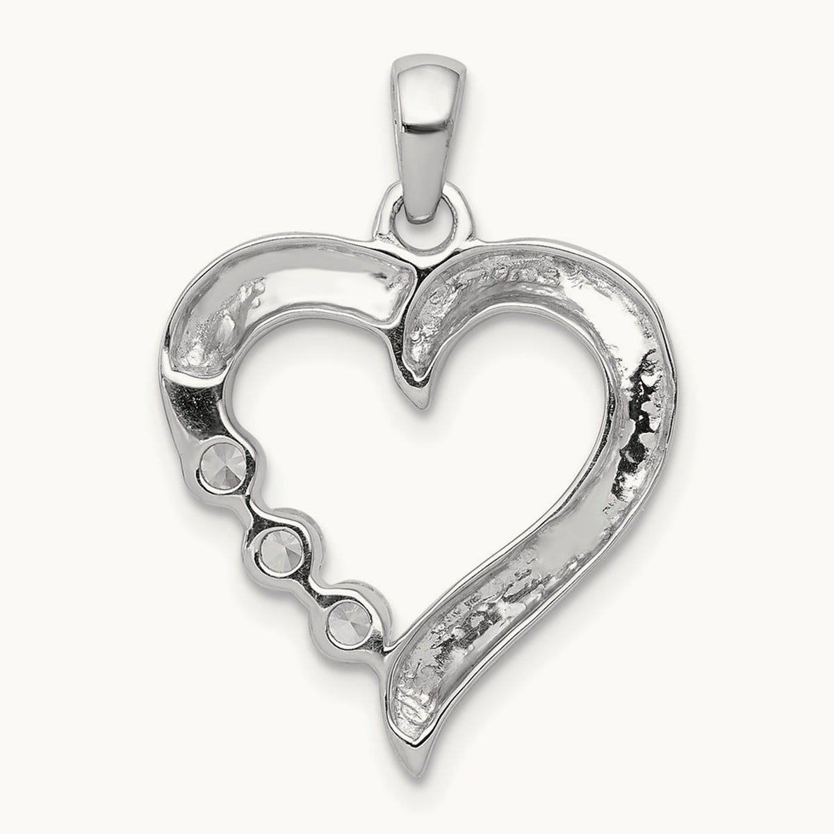 Three Stone 1/4ct. Diamond Heart Pendant, 14K White Gold