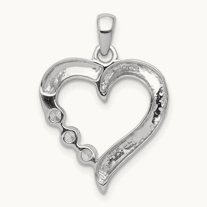 Three Stone 1/4ct. Diamond Heart Pendant, 14K White Gold