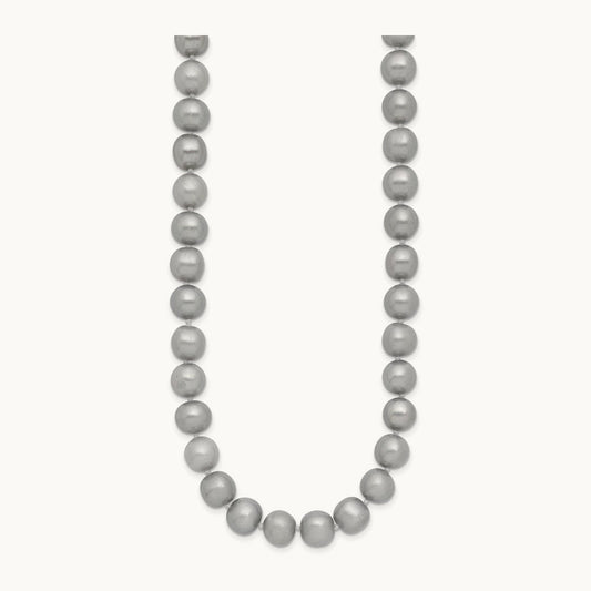8- Near Round Grey FWC Pearl 16in Necklace, 9mm, 14K