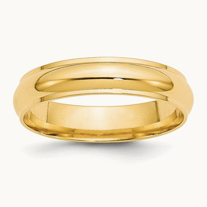 Half Round with Edge Band, 5mm, 10K Yellow Gold