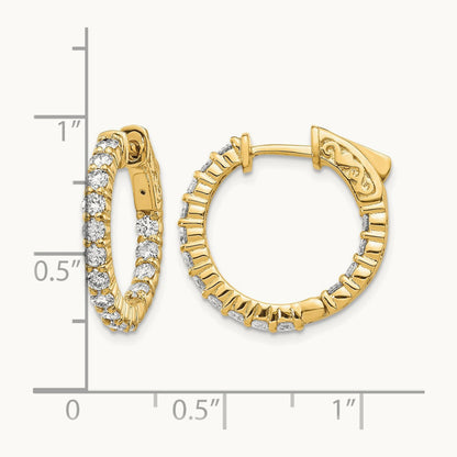 Diamond Round Hoop w/Safety Clasp Earrings, 14K
