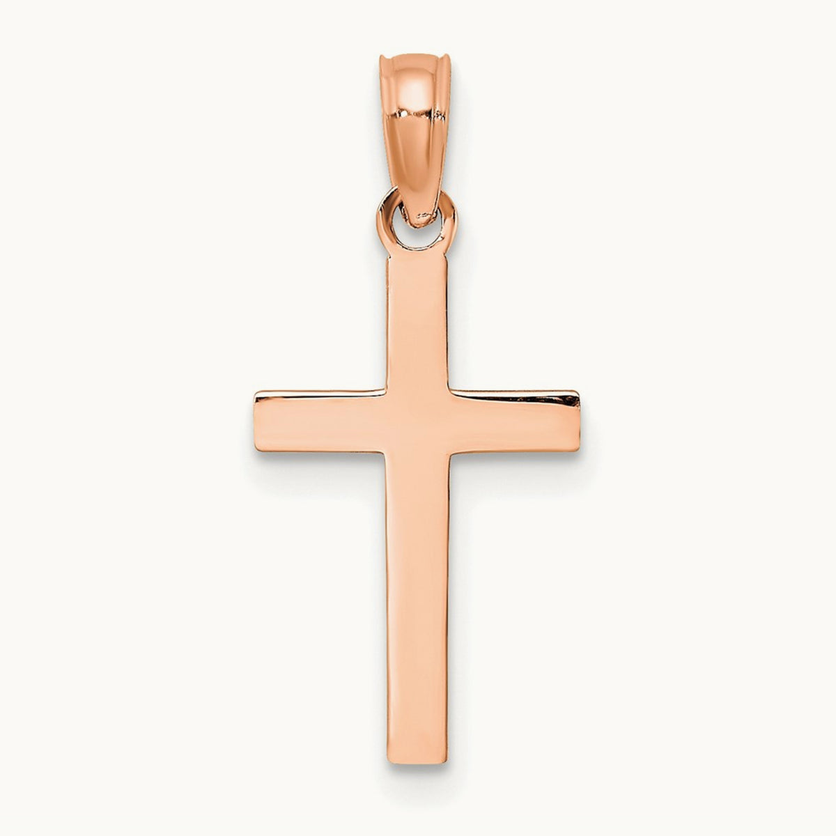 Beveled Cross Charm — 14K Rose Gold, 22.8mm