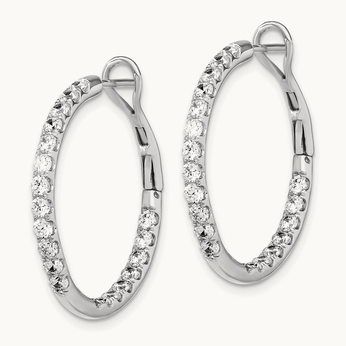 In/Out Hoop Earrings, 2.00 ct tw Lab-Grown Diamond — 14K White Gold