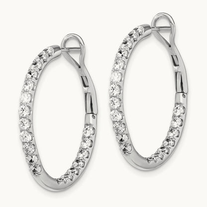 In/Out Hoop Earrings, 2.00 ct tw Lab-Grown Diamond — 14K White Gold