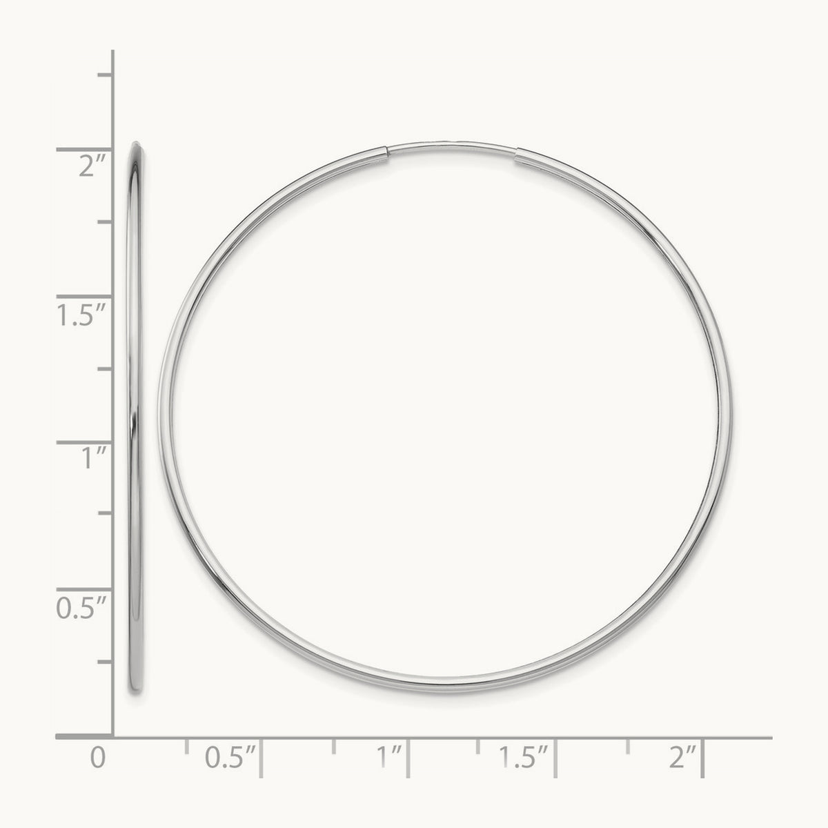 Polished Endless Tube Hoop Earrings, 1.20mm, 14K White Gold