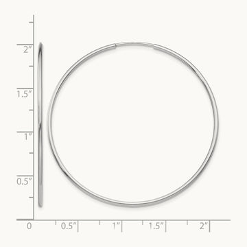 Polished Endless Tube Hoop Earrings, 1.20mm, 14K White Gold