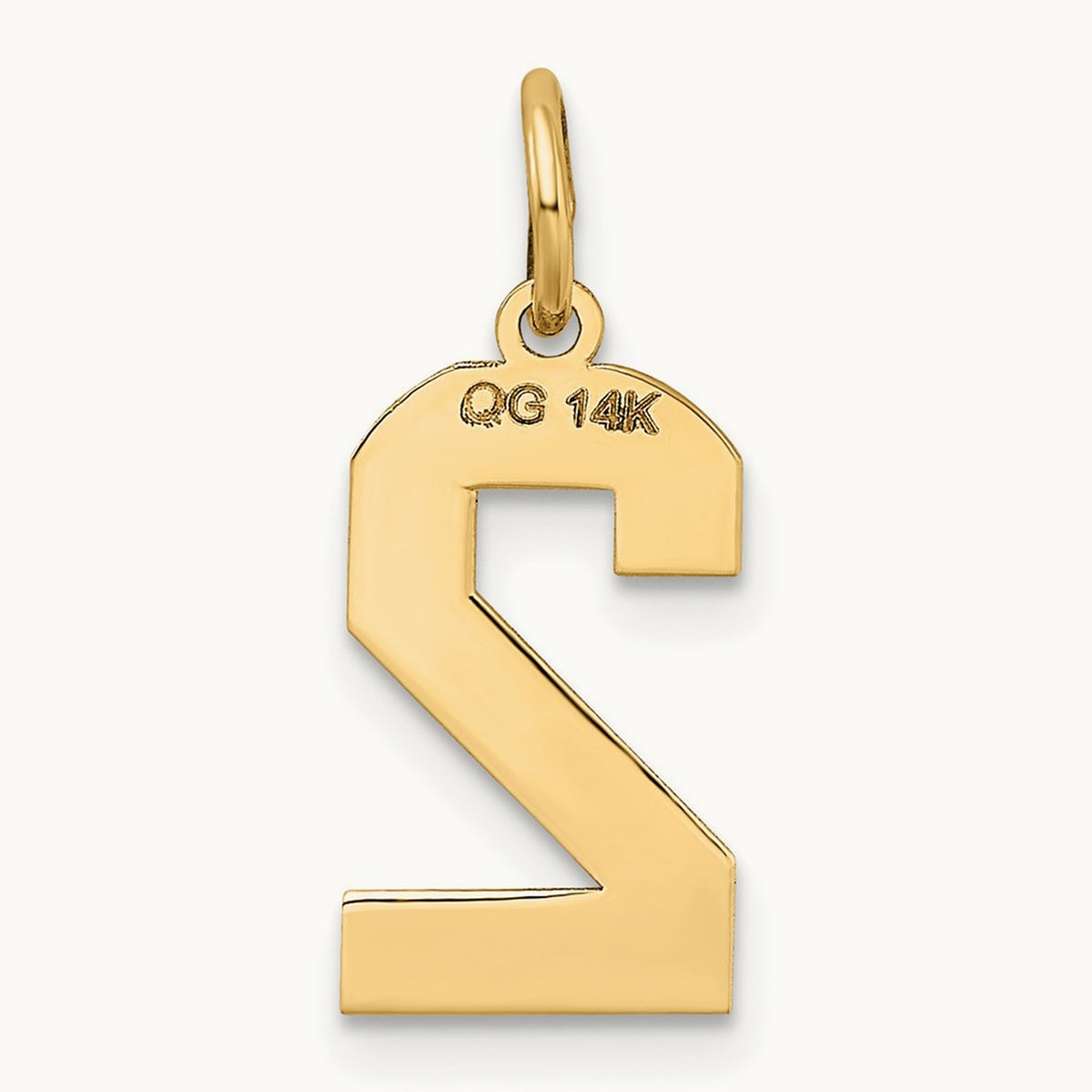 Medium Satin Number 2 Charm — 14K Yellow Gold