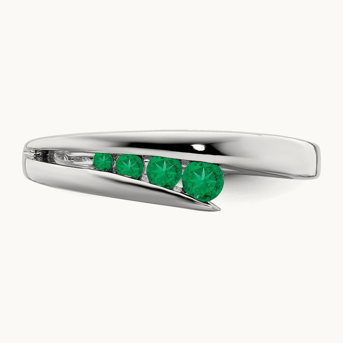 Emerald 4-stone Ring — 14K White Gold, 7