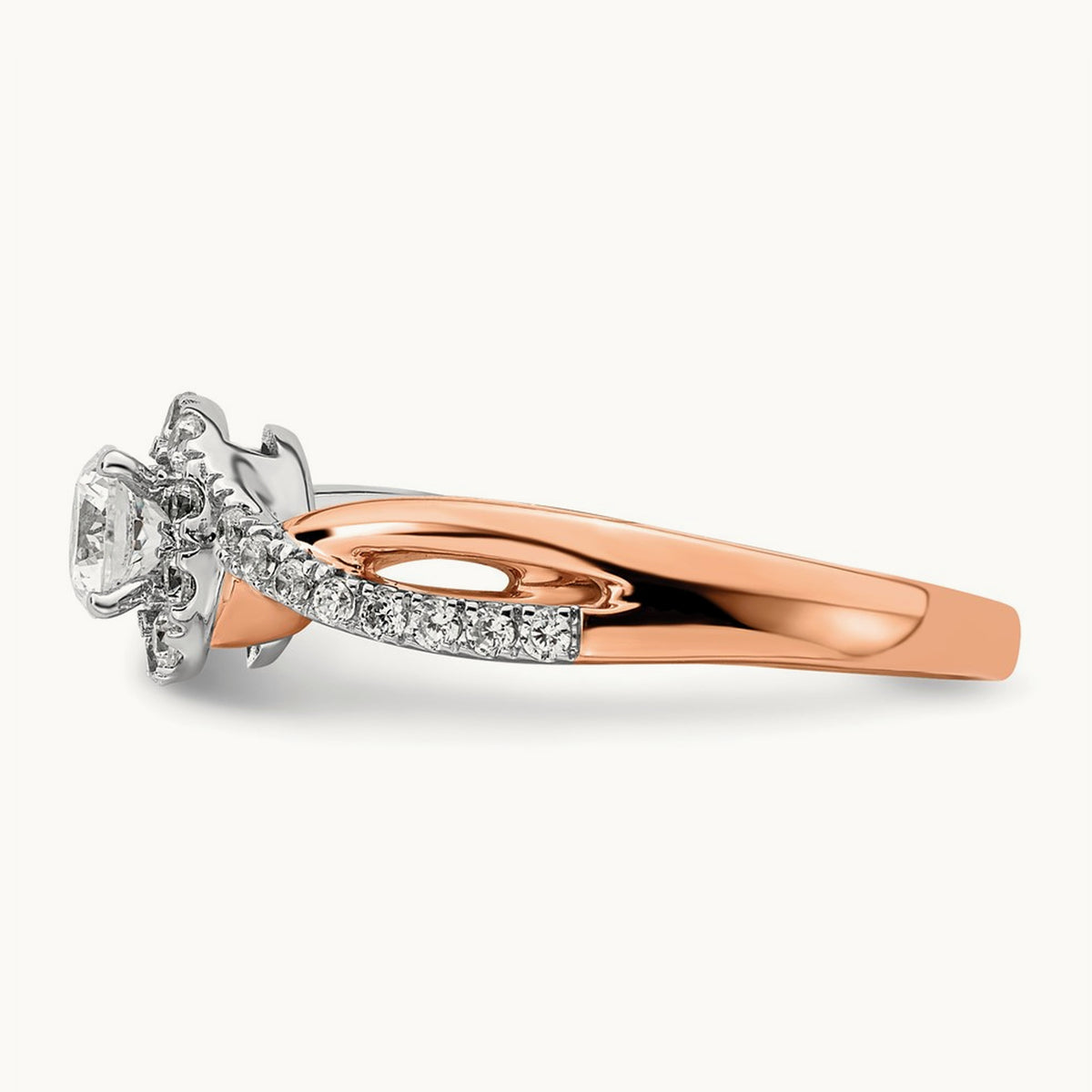 Round Fancy Halo Engagement Ring, 0.50 ct tw Lab-Grown Diamond