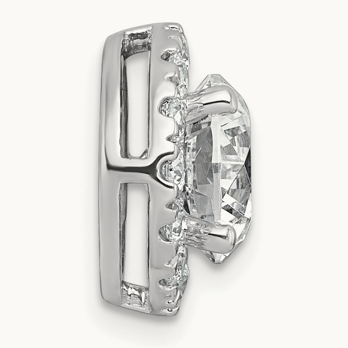 Round Halo Chain Slide Pendant, 0.25-5.00 ct tw Lab-Grown Diamond — 3 ct, 14K White Gold