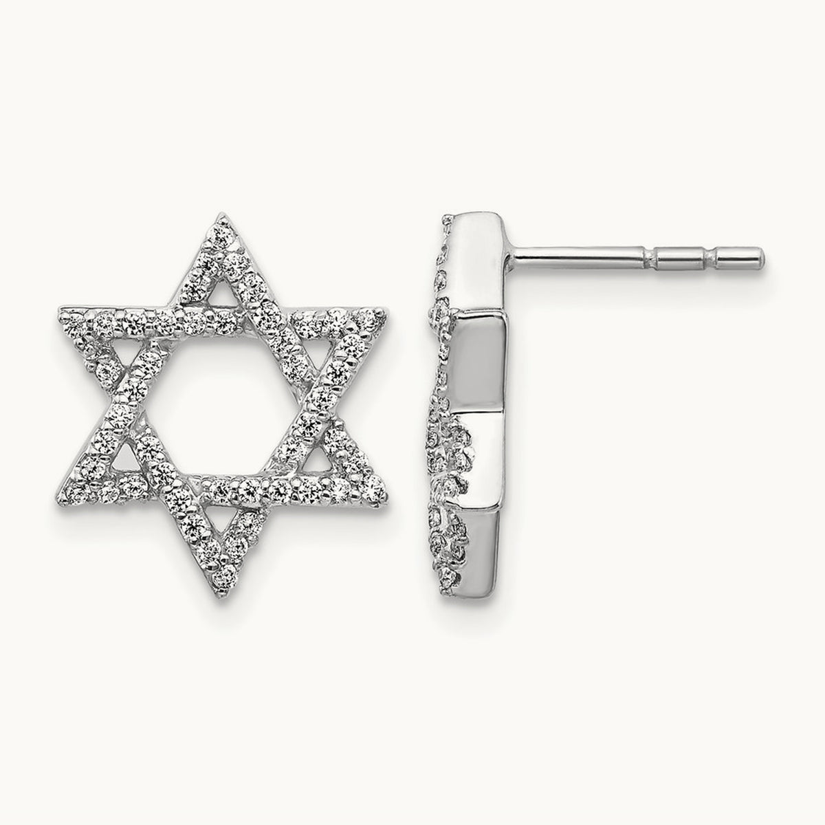 Diamond Star of David Earrings, 14K White Gold