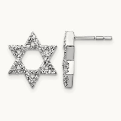 Diamond Star of David Earrings, 14K White Gold