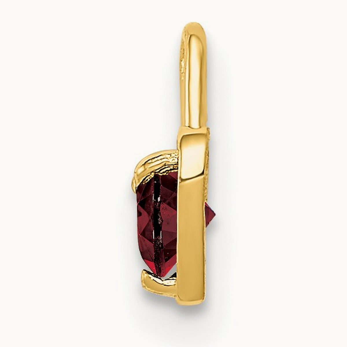 July Synthetic Birthstone Heart Charm — 14K Yellow Gold