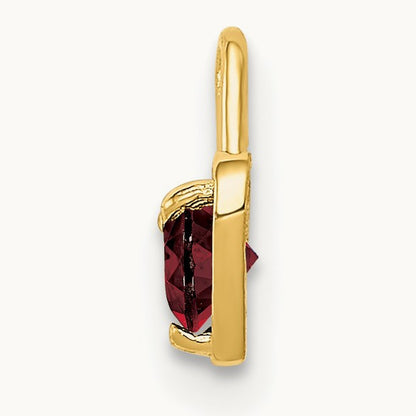 July Synthetic Birthstone Heart Charm — 14K Yellow Gold