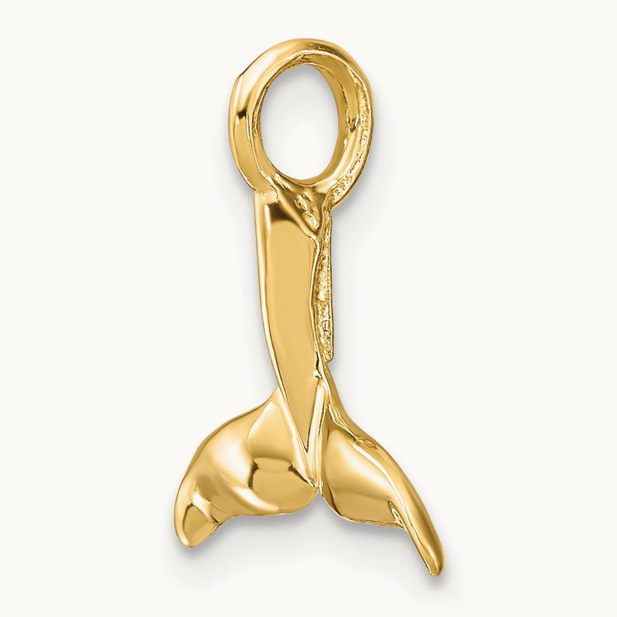 3-D Polished Whale Tail Chain Slide — 14K Yellow Gold, 20mm
