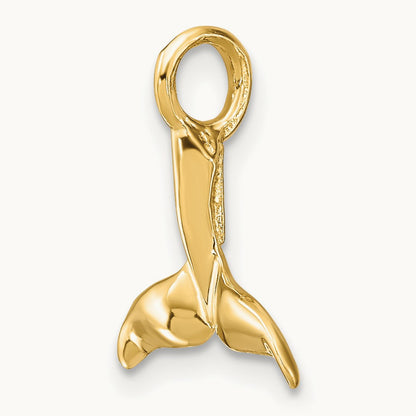 3-D Polished Whale Tail Chain Slide — 14K Yellow Gold, 20mm