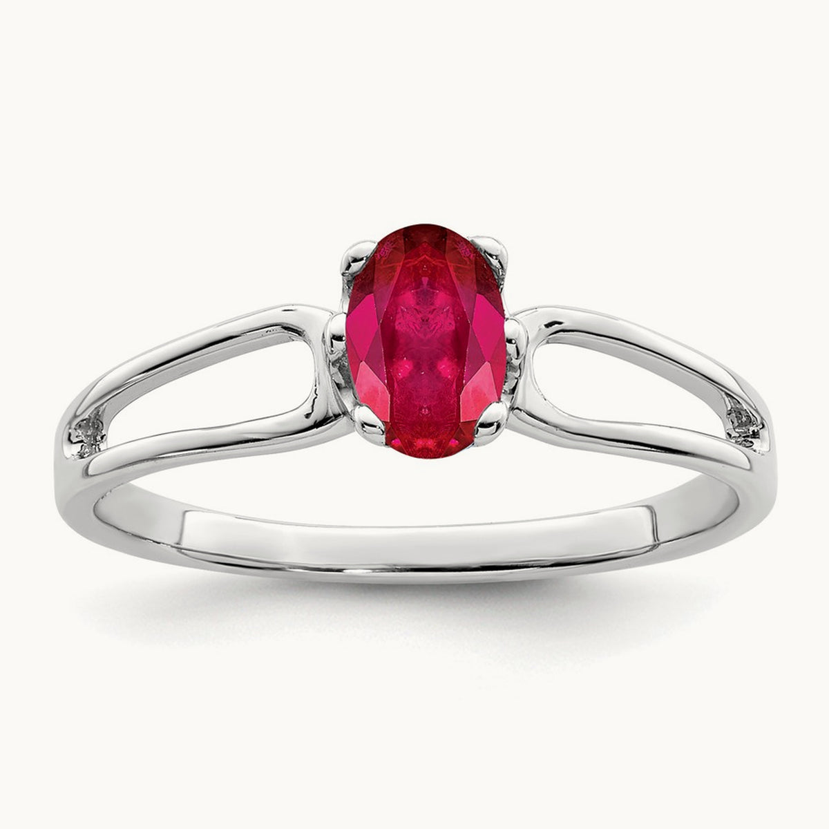 6x4mm Oval Ruby ring, 14K White Gold