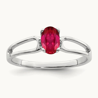 6x4mm Oval Ruby ring, 14K White Gold