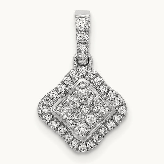 1/4ct. Diamond Cluster Pendant, 14K White Gold