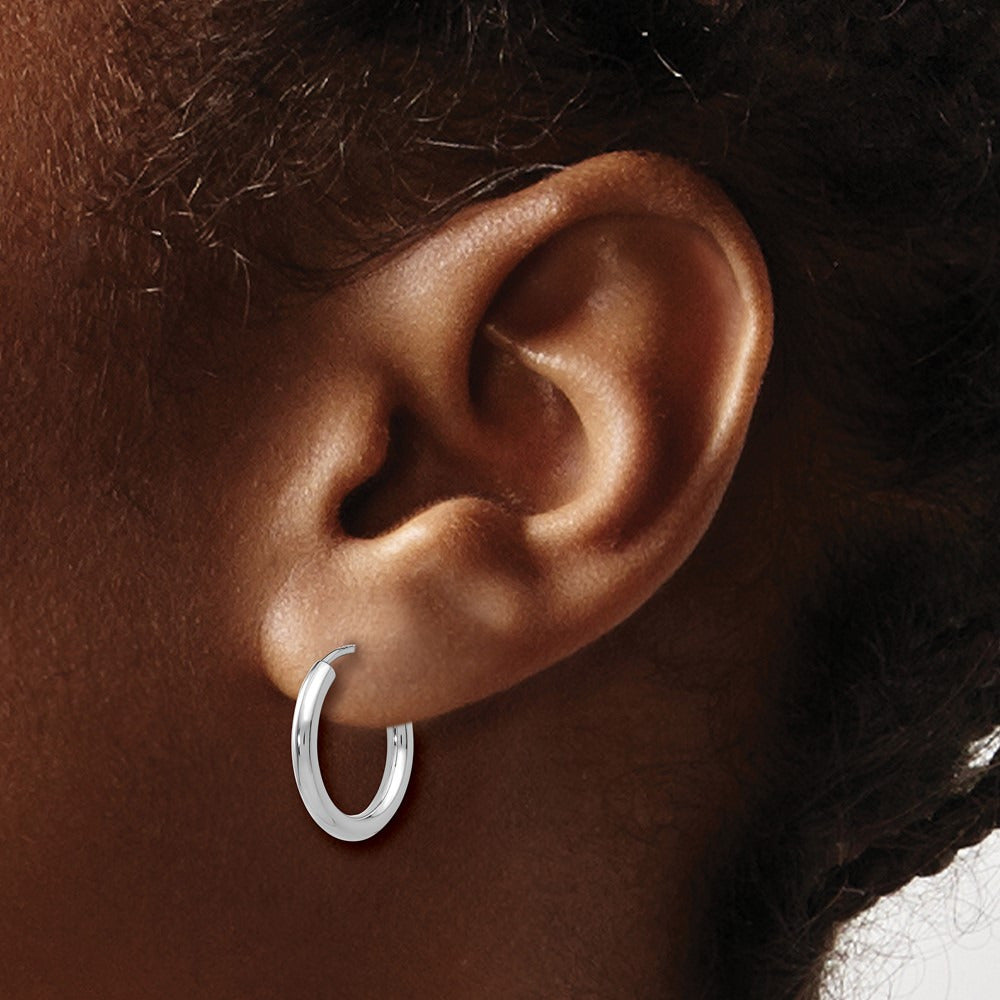Polished Endless Hoop Earrings — 14K White Gold