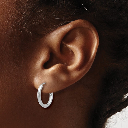 Polished Endless Hoop Earrings — 14K White Gold