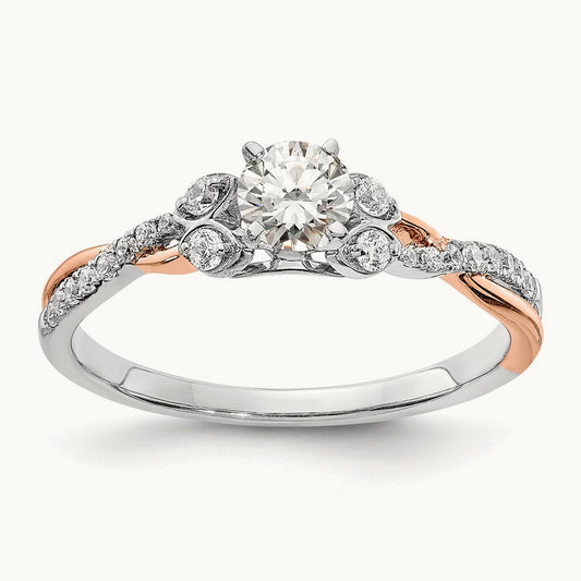 And Rose Gold Semi-Mount Engagement Ring, 0.15 ct tw