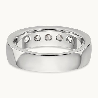 5-Stone Diamond Channel Band, 14K White Gold