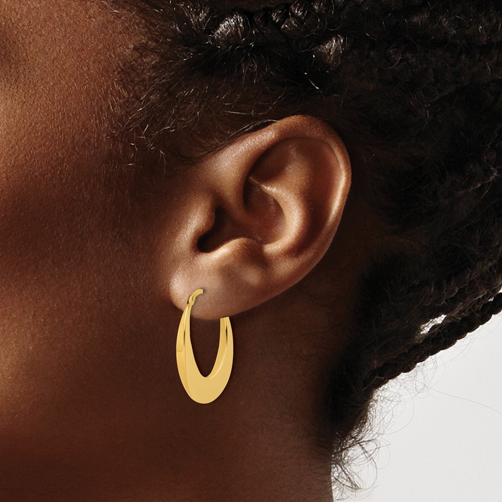 Polished Fancy Oval Hoop Earrings — Leslie's — 14K Yellow Gold