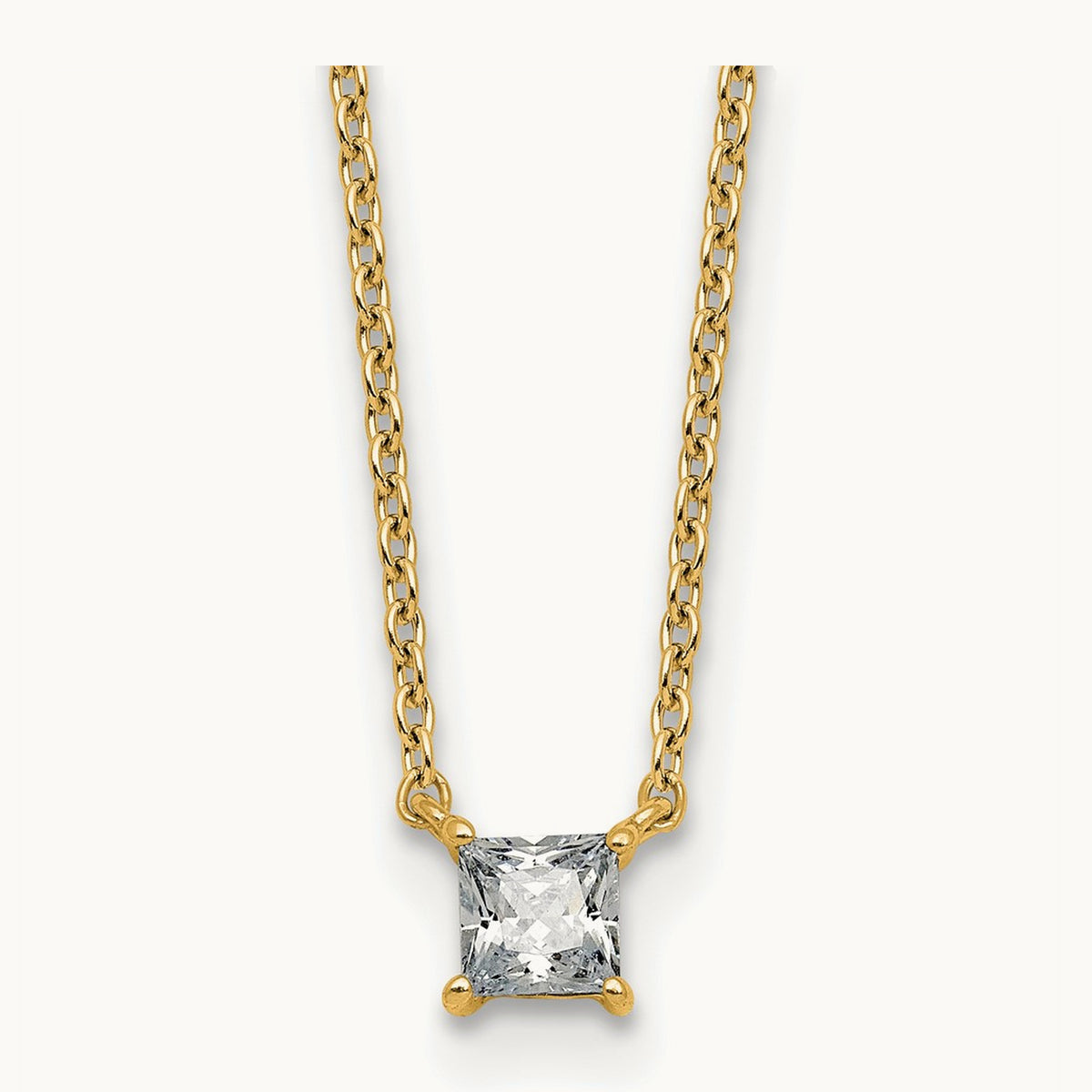 Princess Pendant Necklace, 0.25-4.00 ct tw Lab-Grown Diamond — 1/4 ct, VS (Best), 14K Yellow Gold