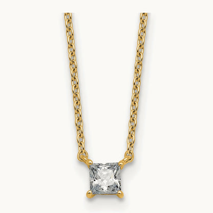 Princess Pendant Necklace, 0.25-4.00 ct tw Lab-Grown Diamond — 1/4 ct, VS (Best), 14K Yellow Gold