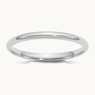 Sterling Silver Rhodium-plated 2mm Comfort Fit Band
