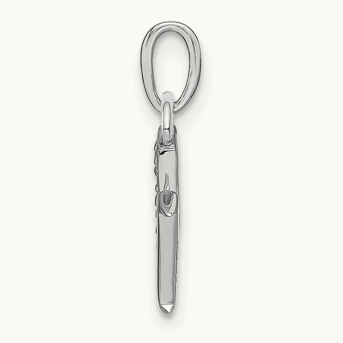 Rhodium-plated Diamond Letter M Initial Pendant, 14K White Gold